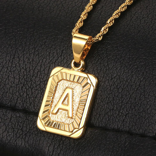 Women Men A-Z Letter Necklaces Gold Color Initial Name Pendant Rope Chain English Alphabet Couple Jewelry Gift Dropshipping